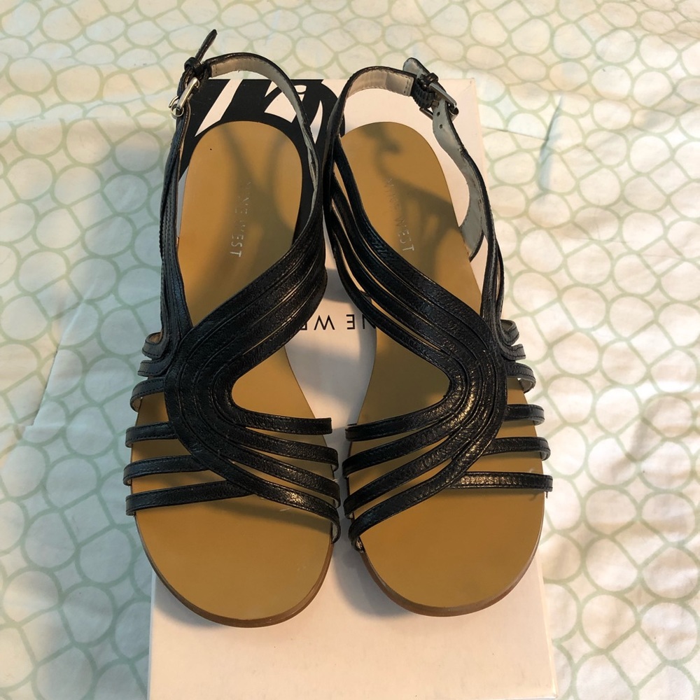 Nine West Strappy Black Flat Sandal